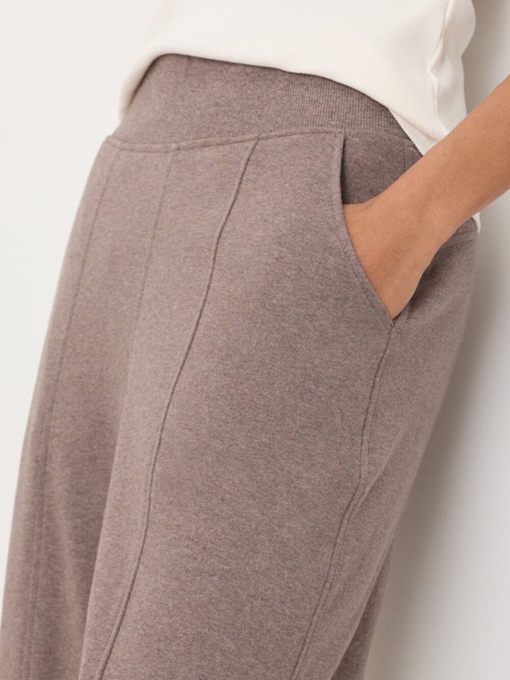 Brand New Pact Airplane Pintuck Wide Leg Pant, Deep Taupe Heather, sz L